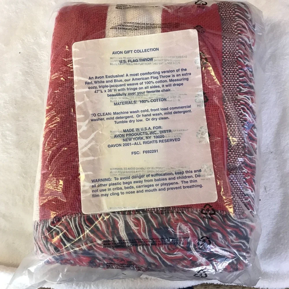 Avon vintage flag throw 47in x 36 in from 2001